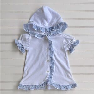 ZUCCINI EUC Gingham Ruffle Ric Rac Hooded Button Down Pool Cover Up